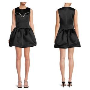 Tanya taylor Dress Noaki Black Crystal Sleeveless Fit Flare Mini Dres XS NWT 575